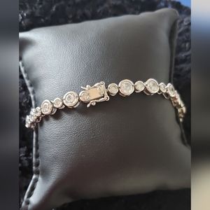 8 inch, Diamonelle Tennis Bracelet, 925 Silver, Tongue/Groove Dbl Figure 8 lock